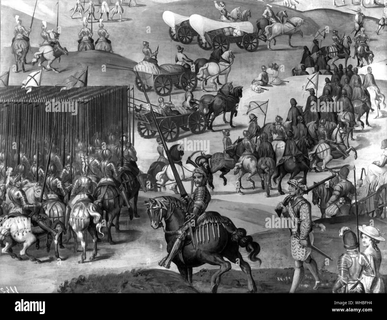 Schlacht von San Quentin: Der spanische besiegt die Franzosen bei dieser Schlacht während der Franco Habsburg Krieg. 10. August 1557 Stockfoto