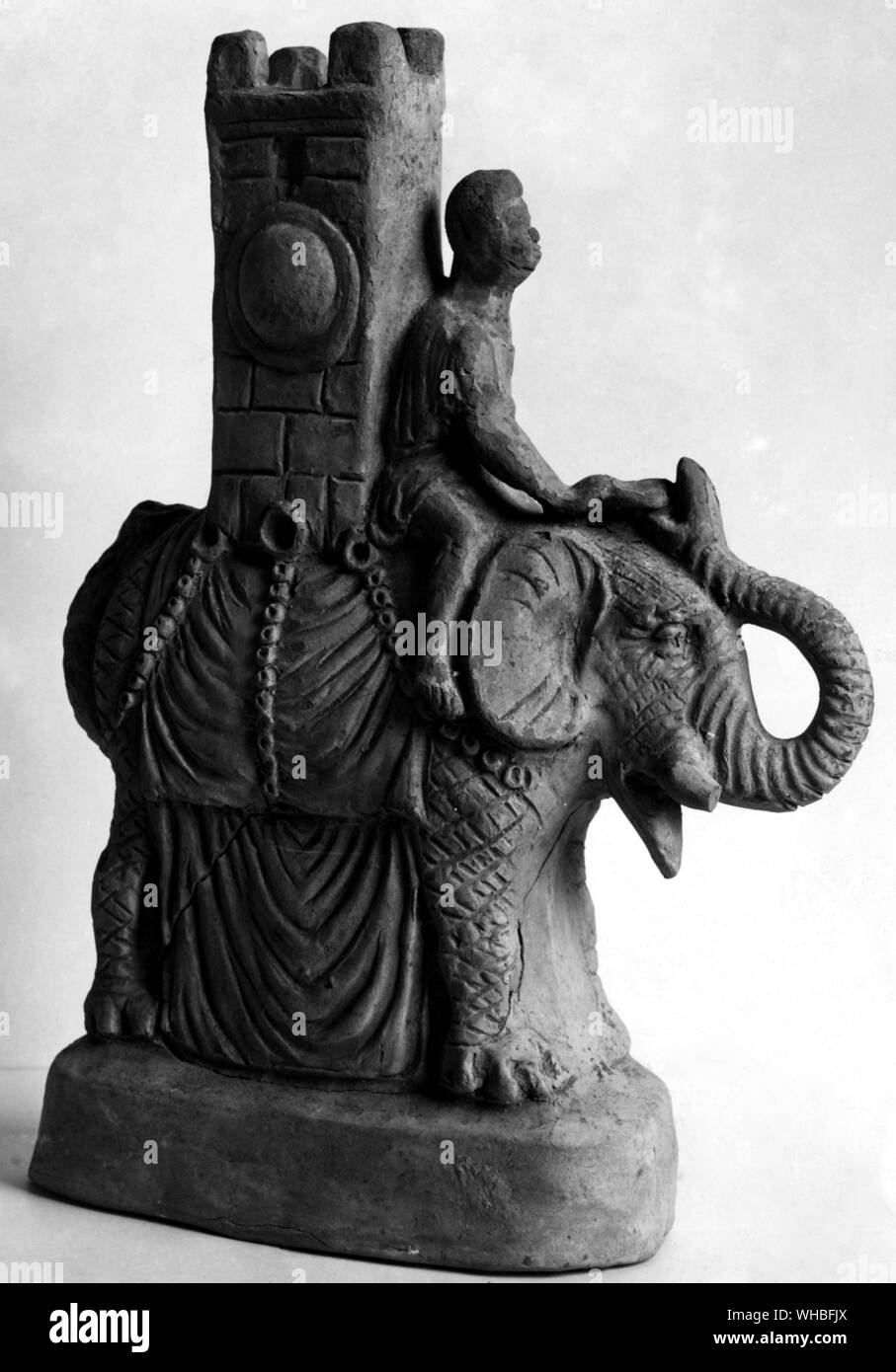 Hannibals Armee - terracotta Elefant mit Turm Stockfoto
