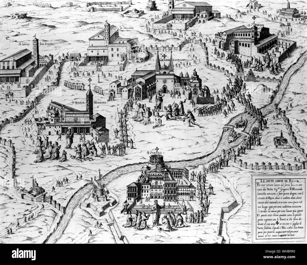 Die sieben Kirchen von Rom besucht die Pilger des Heiligen Jahres 1575 Stockfoto
