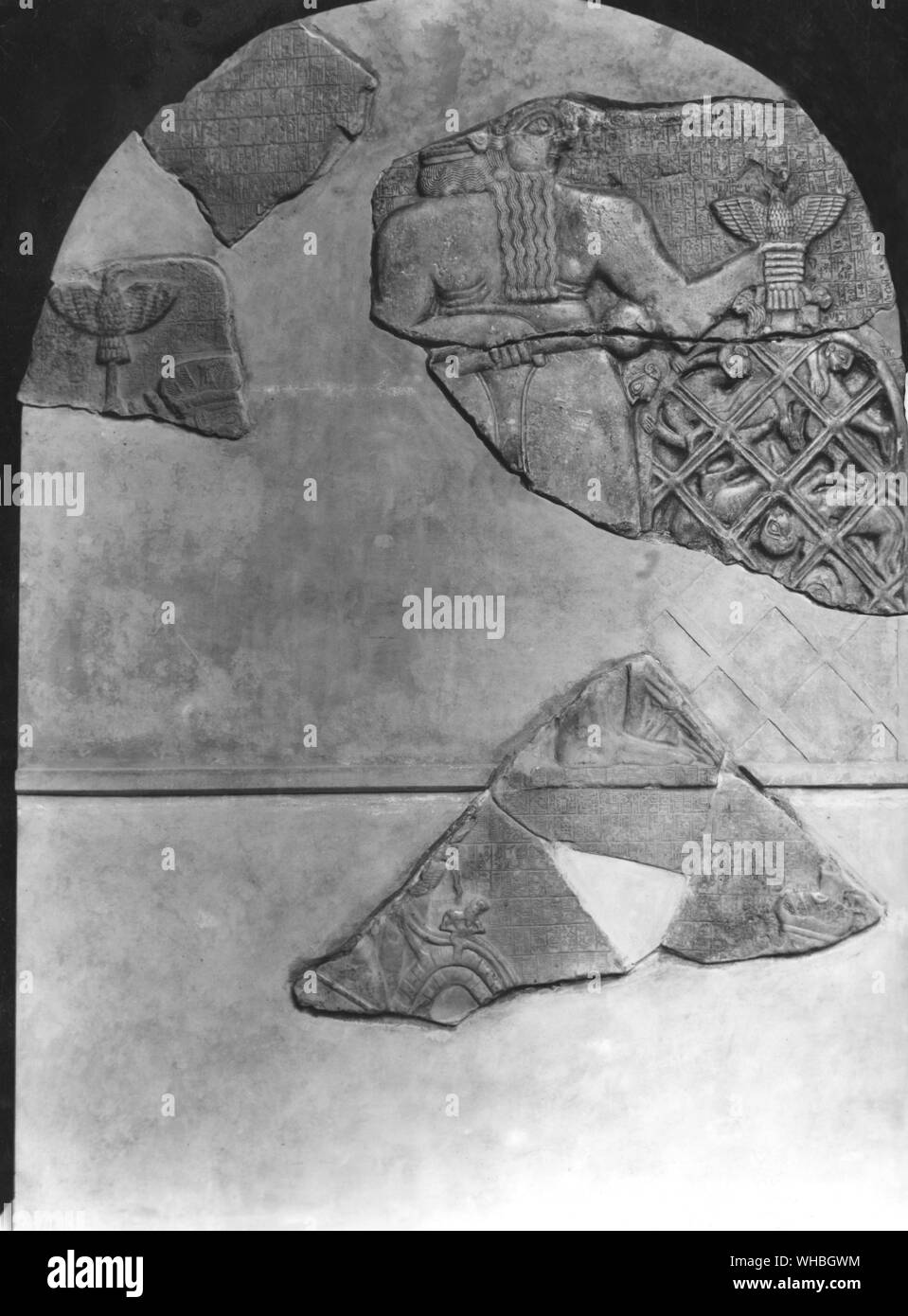 Die mesopotamische Skulptur: die Scala der Geier, mythologische Seite ungefähr 2500 v. Chr. Stockfoto