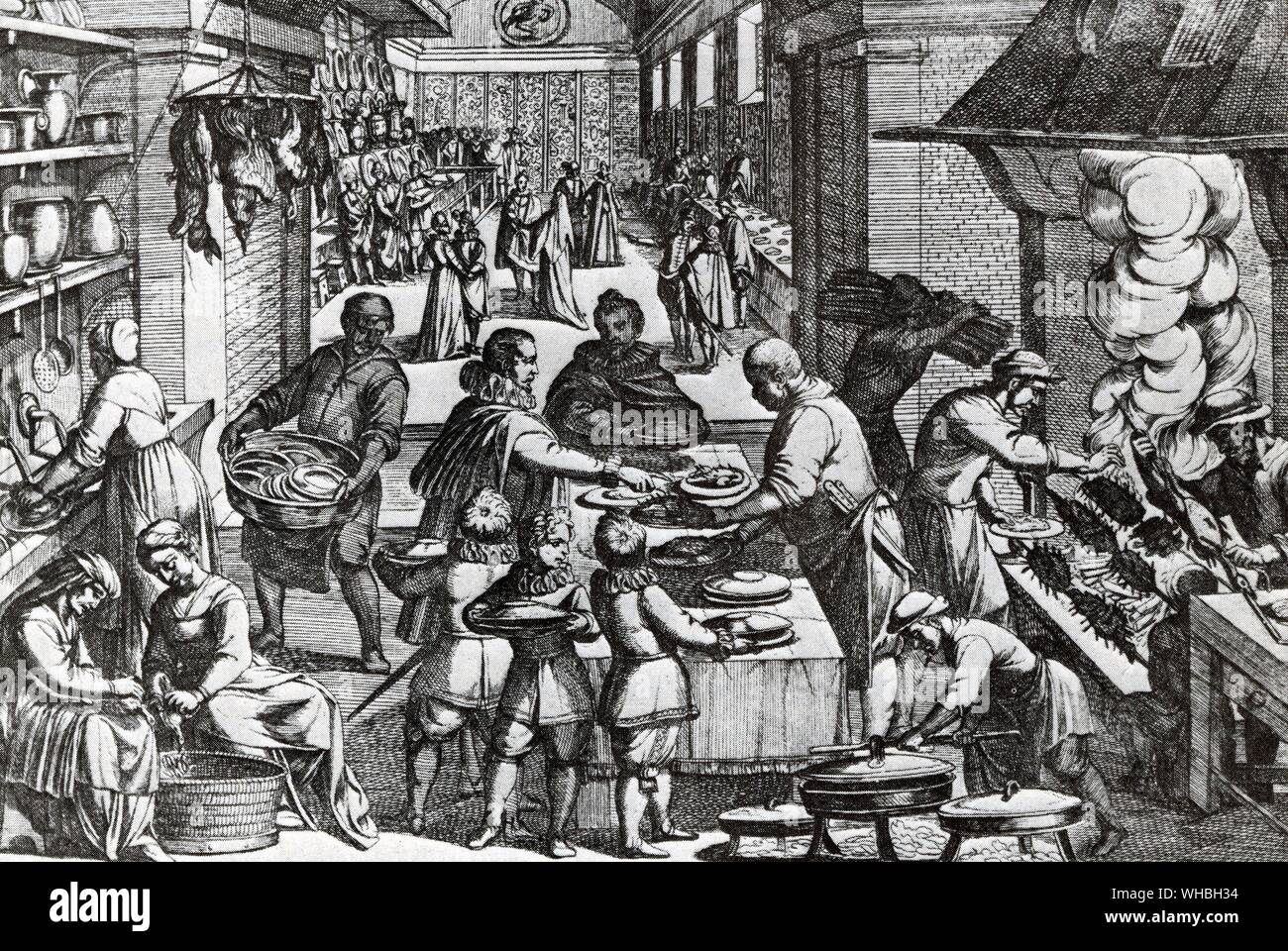 Allerdings kurze Vitamin C in der Nahrung von Shakespeares Zeiten gewesen sein kann, die Vorbereitung einer Mahlzeit war ein Ritual der viel zu kompliziert.. Stockfoto