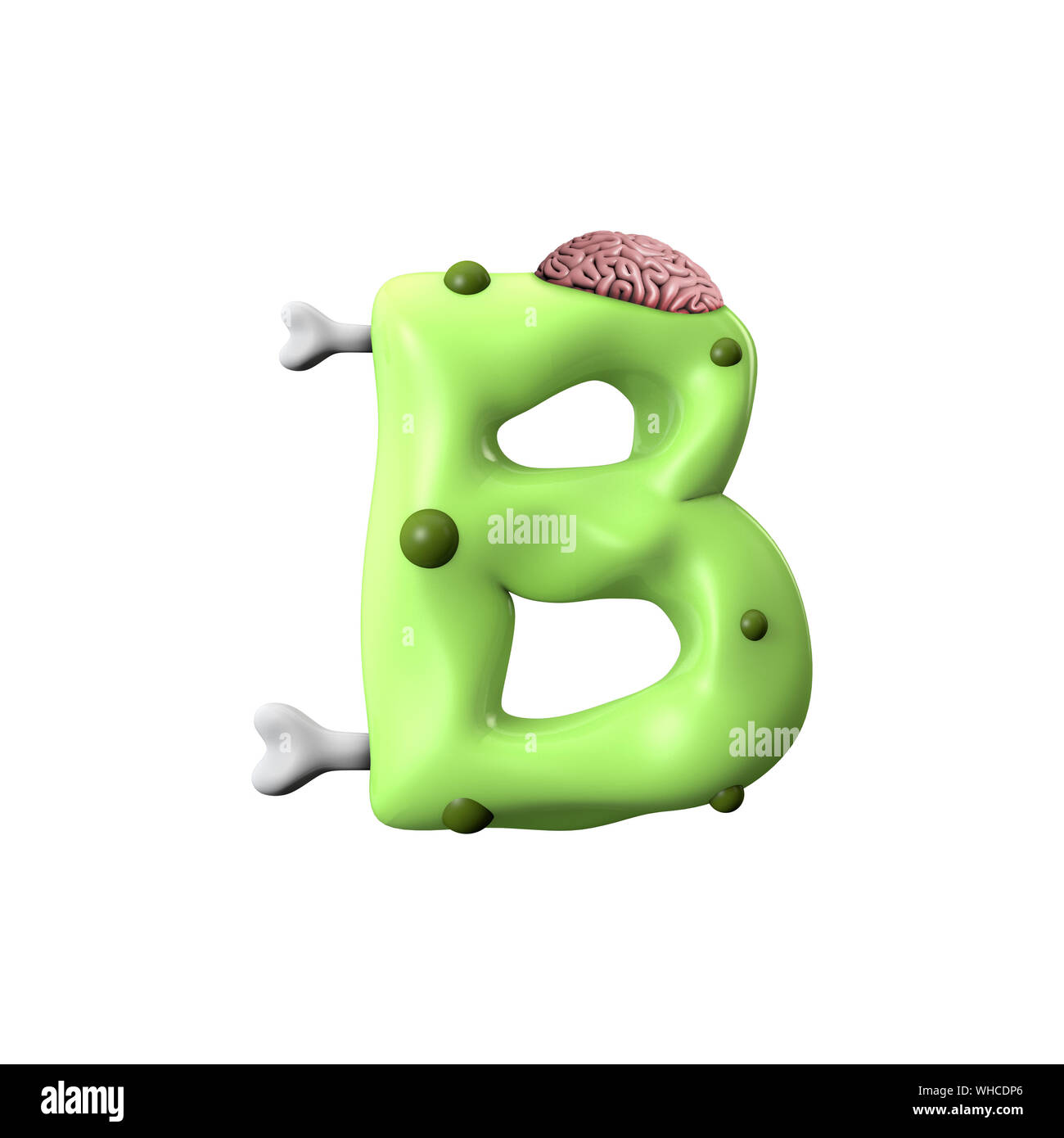 Zombie Buchstaben B. Halloween Font. 3D-Rendering Stockfoto