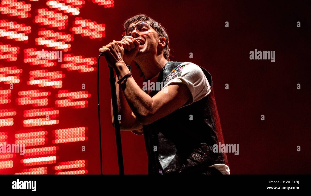 Julian Casablancas - Frontmann der Anschläge Schlagzeile Electric Picnic Festival in Stradbally, County Laois, Irland am Samstag, den 31. August 2019 Stockfoto
