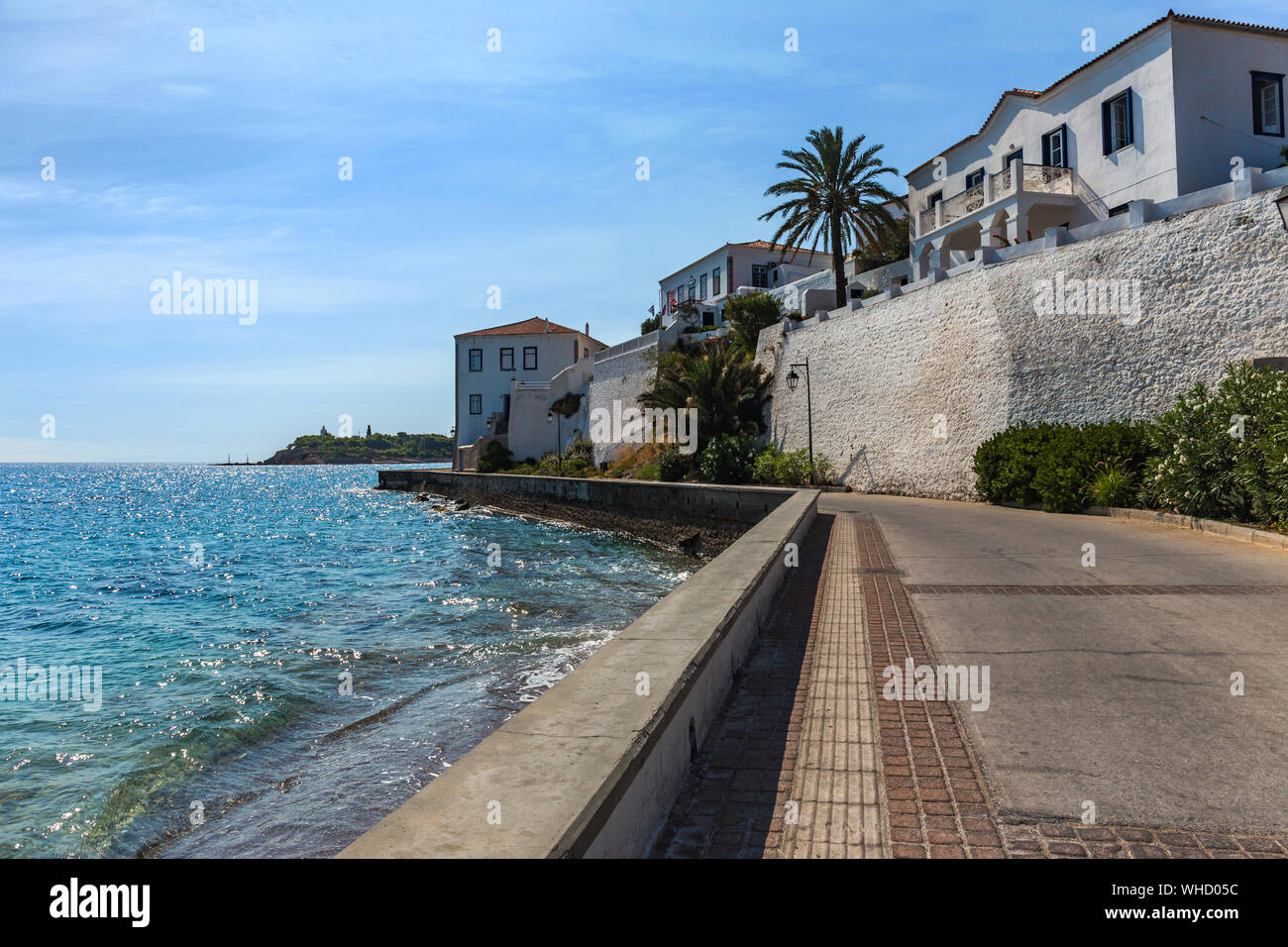 Berühmte Ufer der Insel Spetses Stockfoto