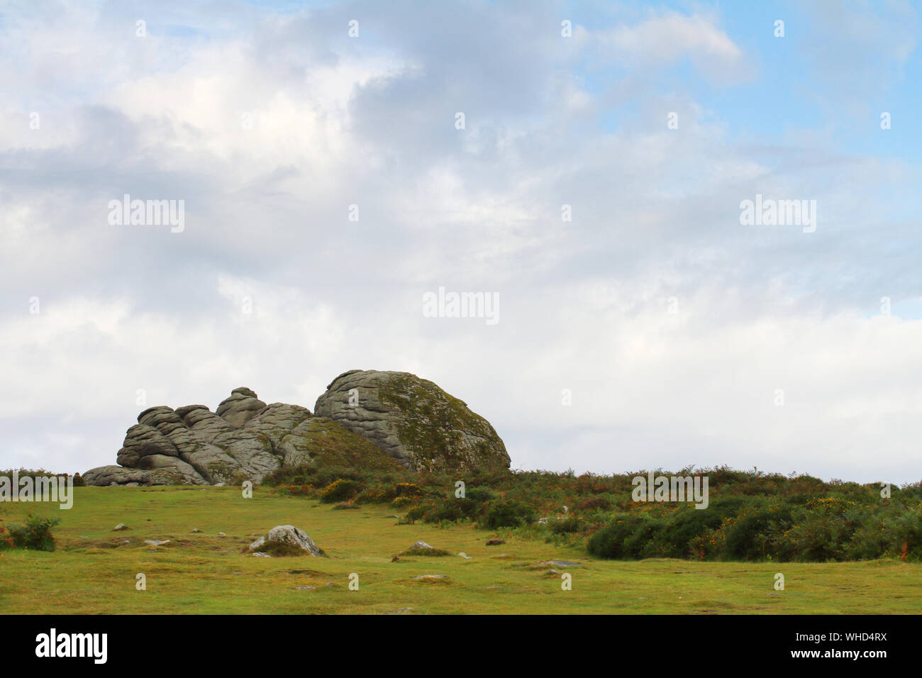 Einen Blick auf das einmalige Dartmoor Felsformationen und Panoramen Stockfoto