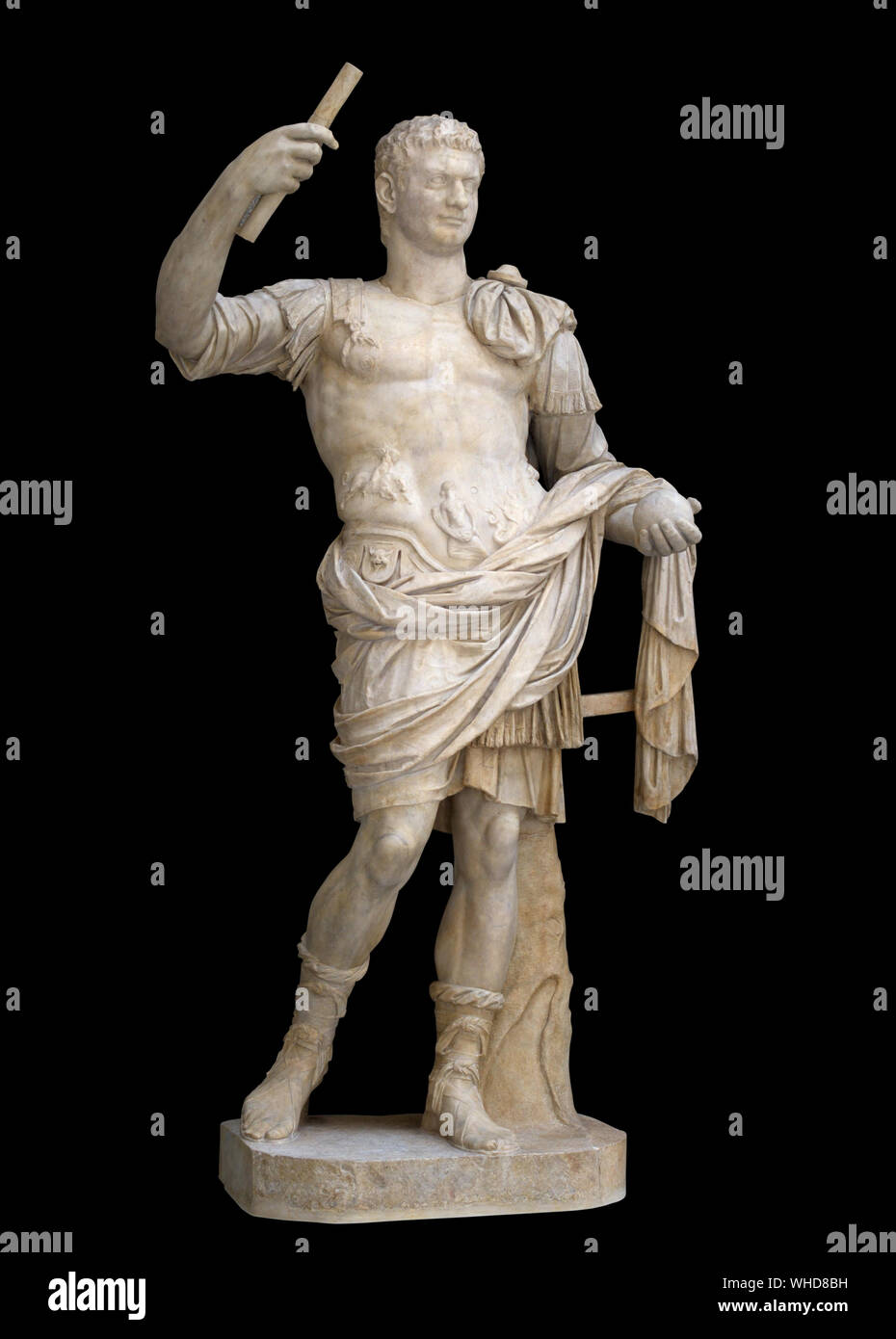 Statue von Domitian, mit Rüstung und Mantel, mit einer irrelevanten Kopf von einem Porträt von Nero umgebaut. 70-80 DC. Stockfoto