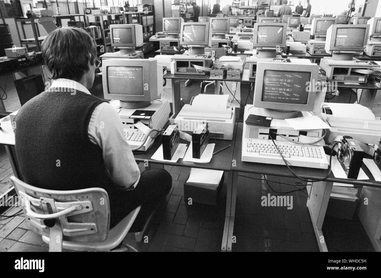Olivetti in Ivrea (Italien), der Herstellung von Personal Computern (Jahr 1984) Stockfoto