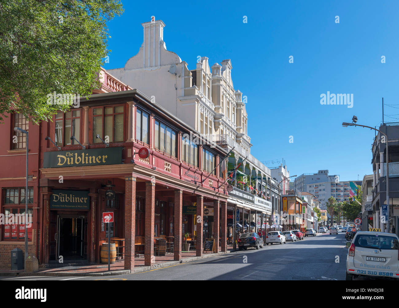 Bars, Restaurants und Herbergen in der Long Street in Kapstadt, Western Cape, Südafrika Stockfoto