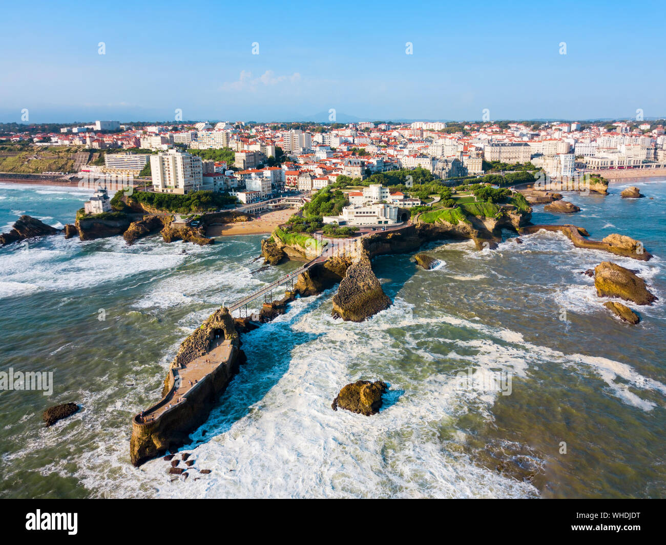 Biarritz Antenne Panoramablick. Biarritz ist eine Stadt am Golf von Biskaya an der Atlantikküste in Frankreich. Stockfoto