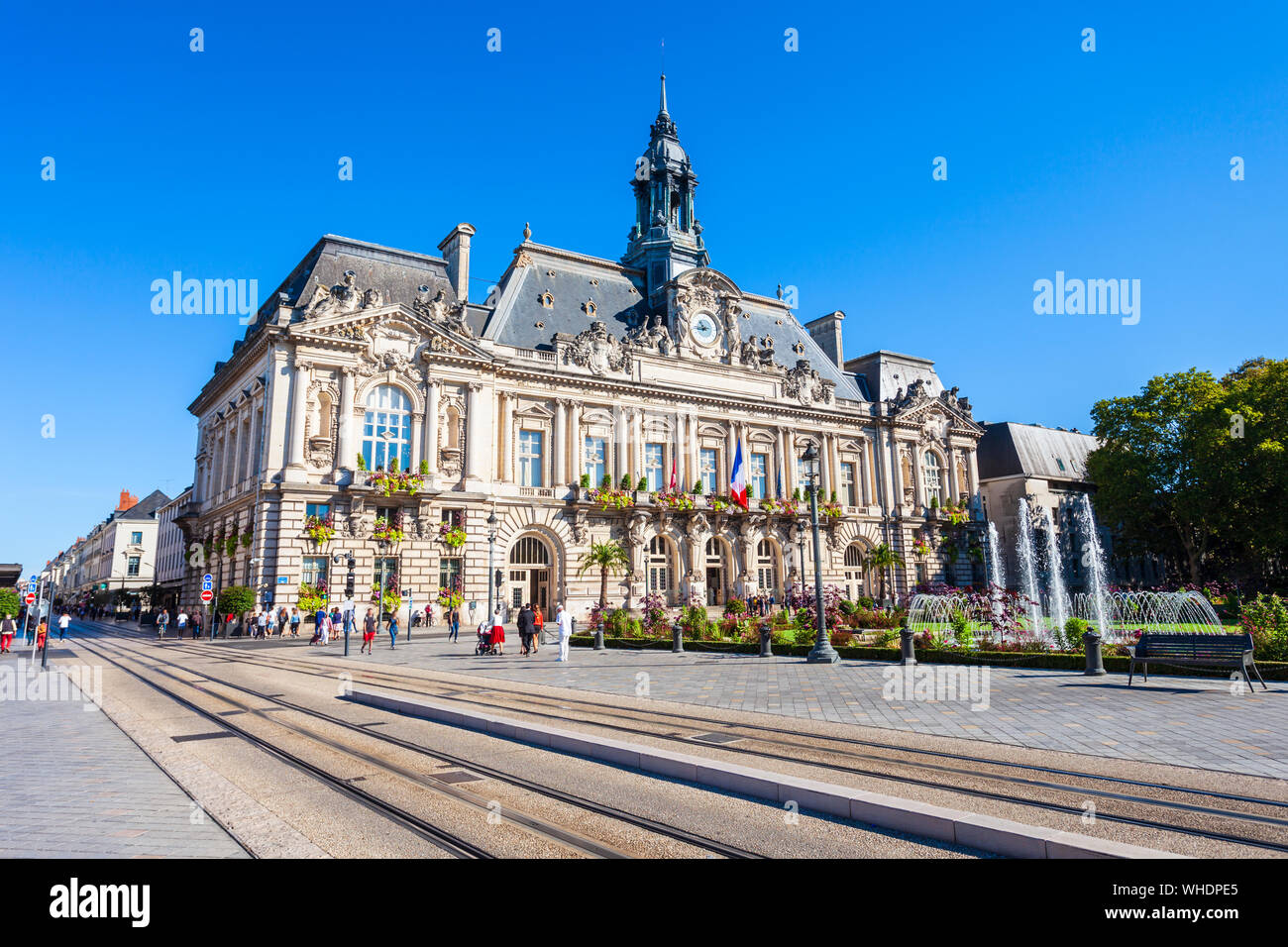 Rathaus am Place Jean Jaures Square im Stadtzentrum von Tours im Loiretal in Frankreich Stockfoto
