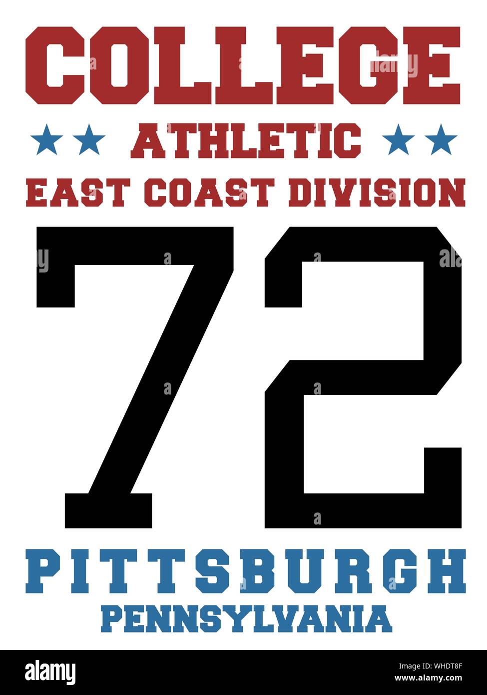 Hochschulsport team Jersey Design - Athletic t-shirt. Ostküste - Pittsburgh, Pennsylvania. Stock Vektor