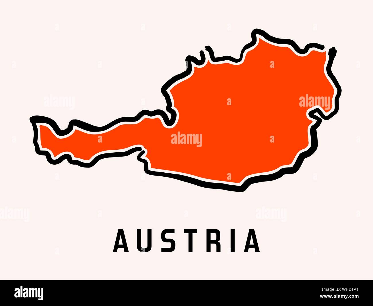 Österreich einfache Karte Umriss - vereinfachte Land formen Karte Vektor. Stock Vektor