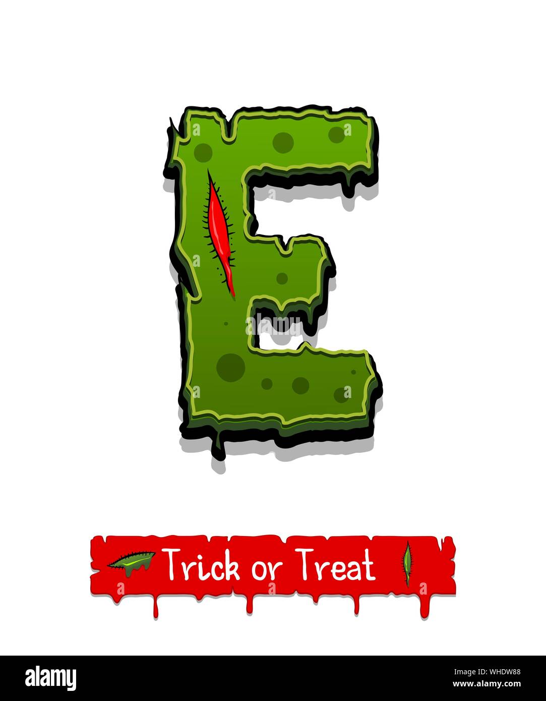 Halloween Farbe grün Comic horror Zombie font Stock Vektor