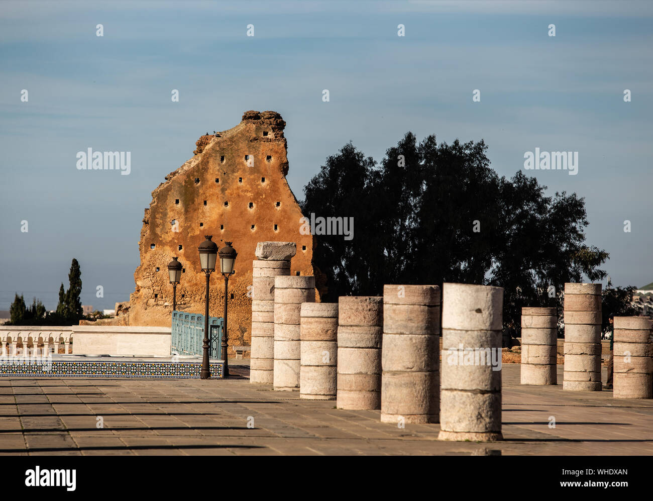 Rabat, Marokko, Stadtmauer Mausoleum Mohammed V. Stockfoto