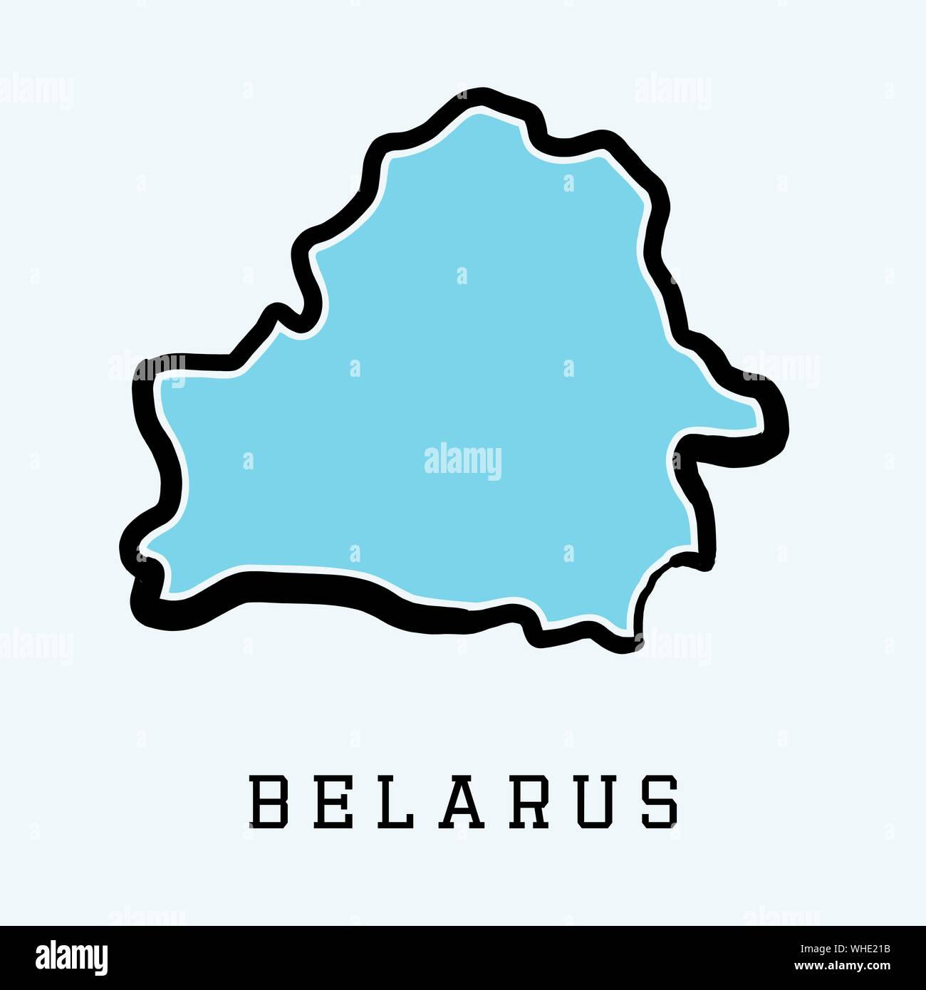 Belarus einfache Karte Umriss - vereinfachte Land formen Karte Vektor. Stock Vektor