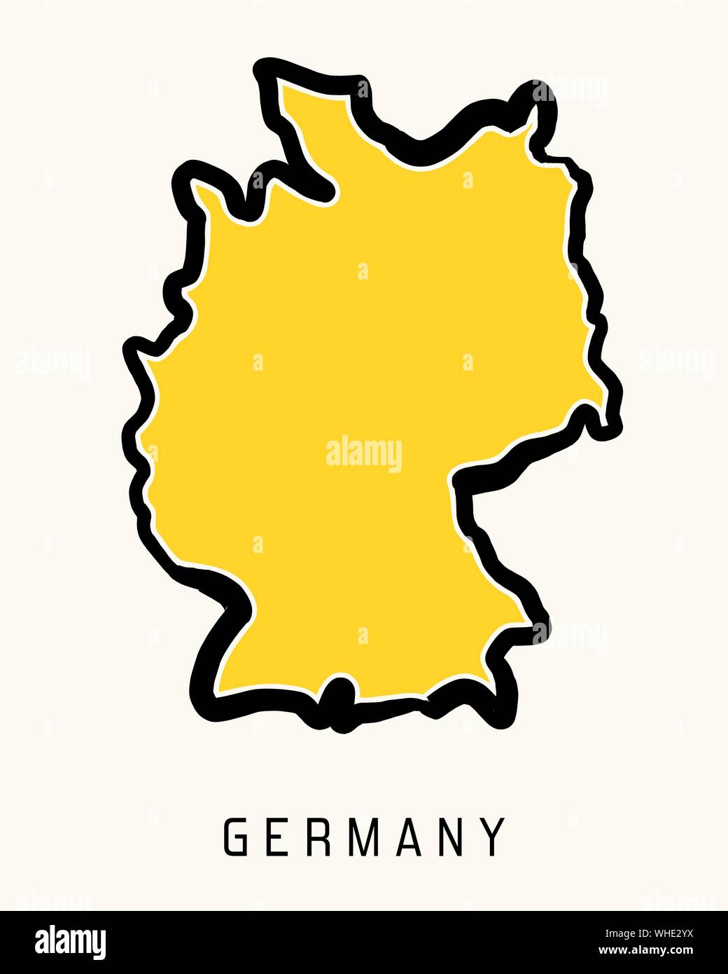 Deutschland einfache Karte Umriss - vereinfachte Land formen Karte Vektor. Stock Vektor