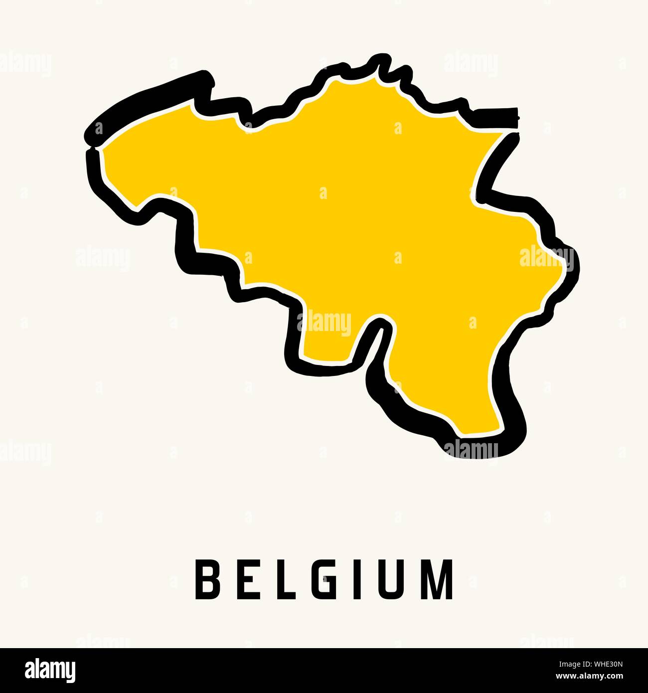 Belgien einfache Karte Umriss - vereinfachte Land formen Karte Vektor. Stock Vektor