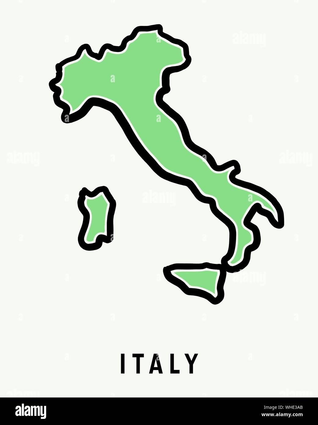 Italien einfache Karte Umriss - vereinfachte Land formen Karte Vektor. Stock Vektor