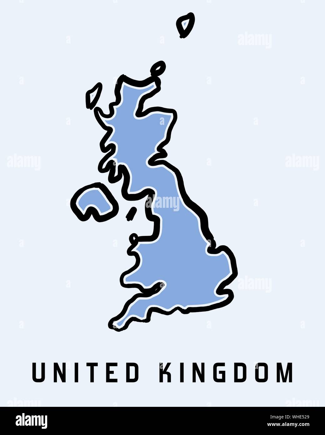 Großbritannien Karte outline-glatten vereinfachte Land formen Karte Vektor. Stock Vektor