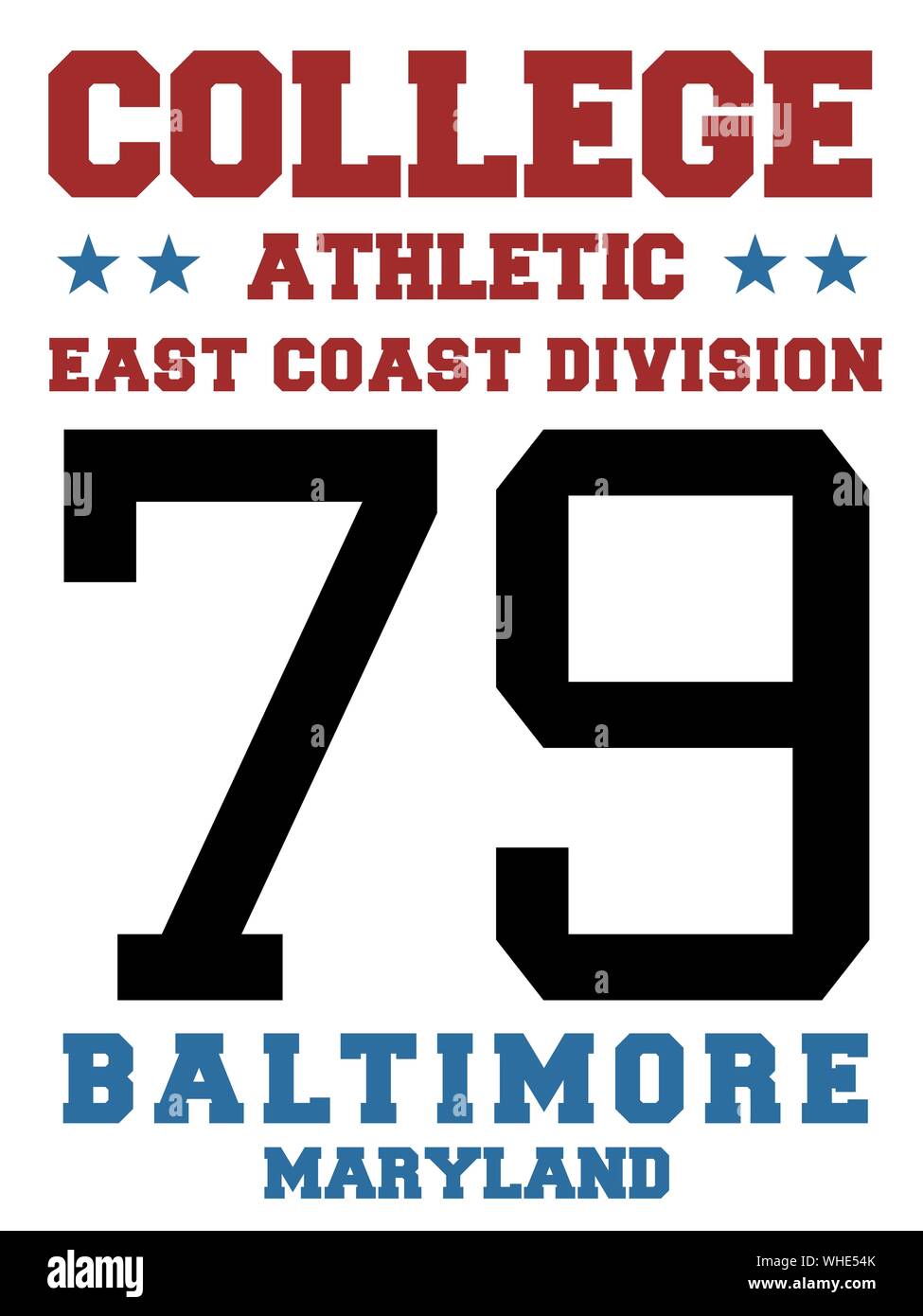 Sport Team Jersey Design - Athletic t-shirt. Ostküste - Baltimore, Maryland. Stock Vektor