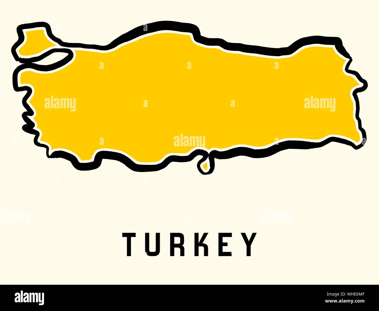 Die Türkei Karte outline-glatten vereinfachte Land formen Karte Vektor. Stock Vektor