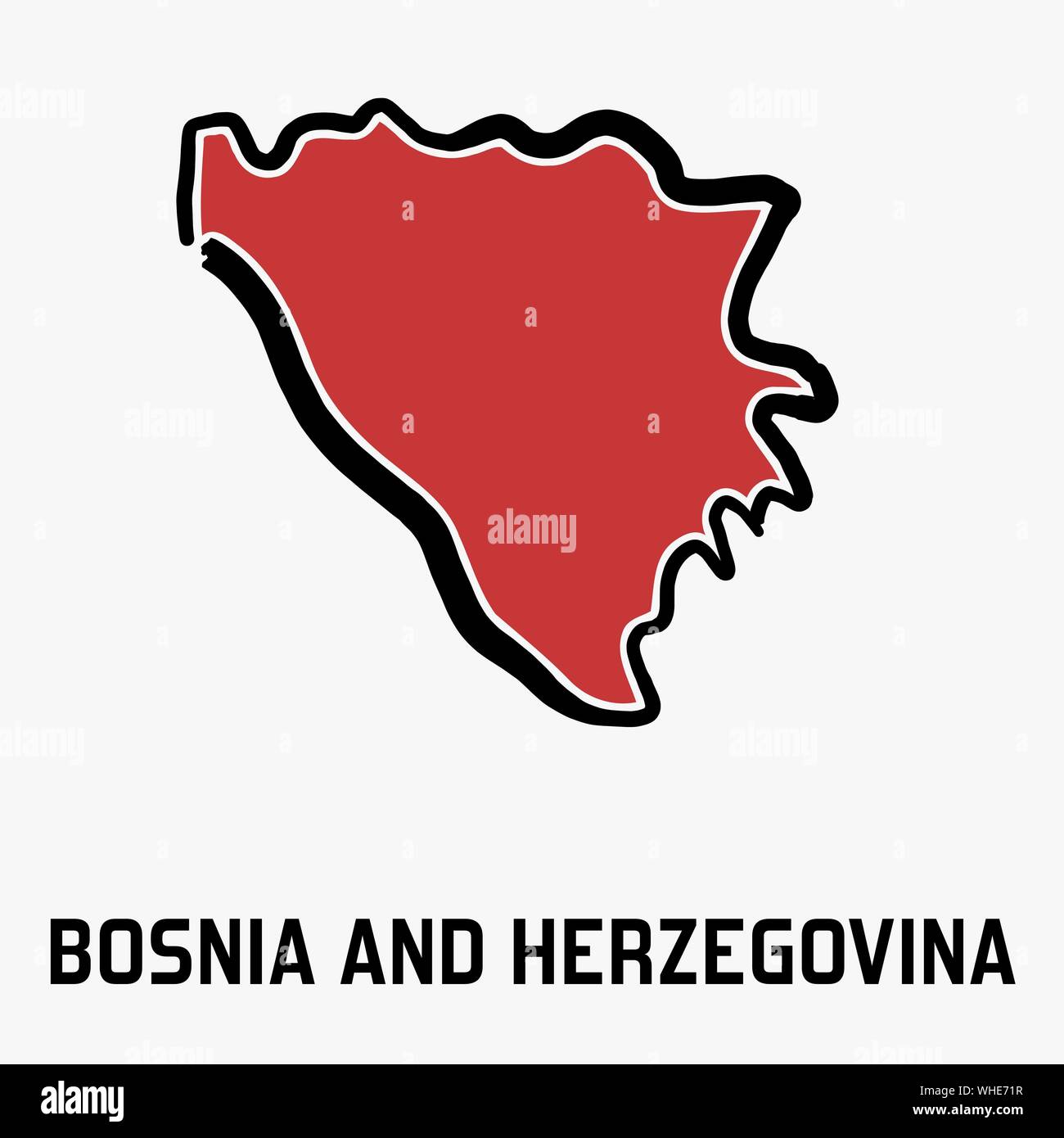 Bosnien und Herzegowina einfache Karte Umriss - vereinfachte Land formen Karte Vektor. Stock Vektor