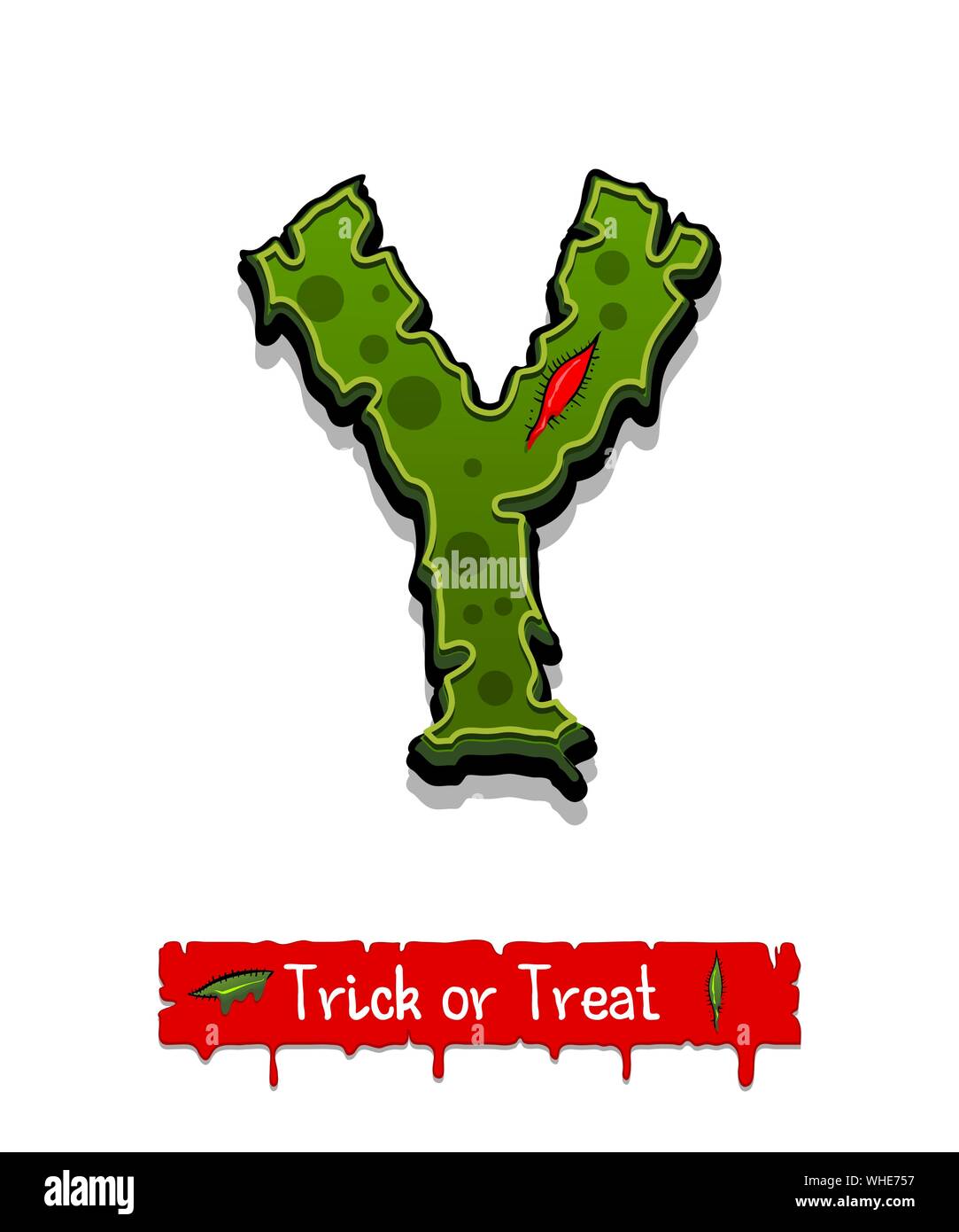 Halloween Farbe grün Comic horror Zombie font Stock Vektor