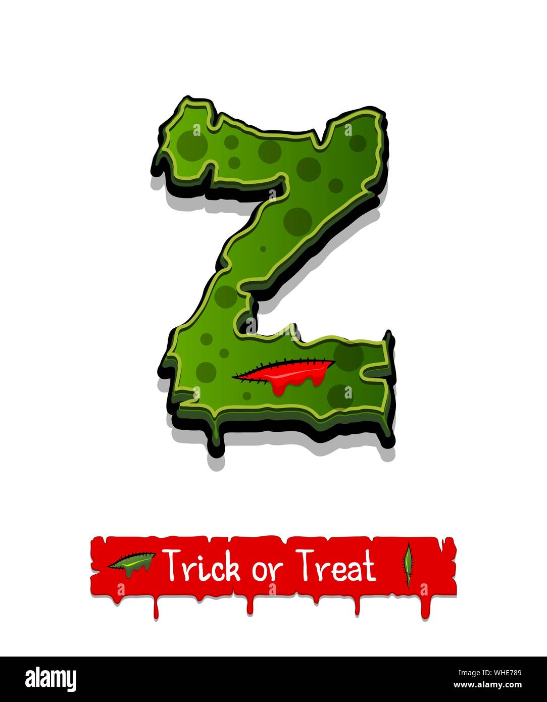 Halloween Farbe grün Comic horror Zombie font Stock Vektor