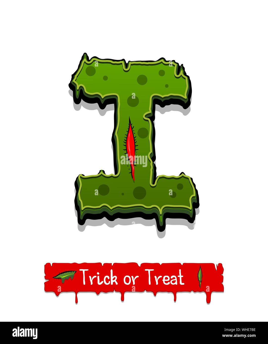 Halloween Farbe grün Comic horror Zombie font Stock Vektor