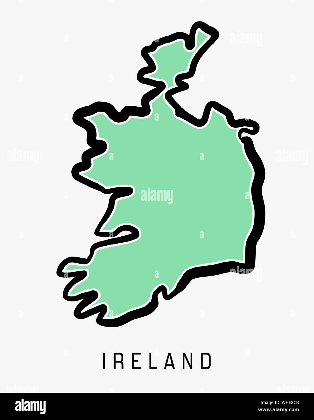 Irland einfache Karte Umriss - vereinfachte Land formen Karte Vektor. Stock Vektor