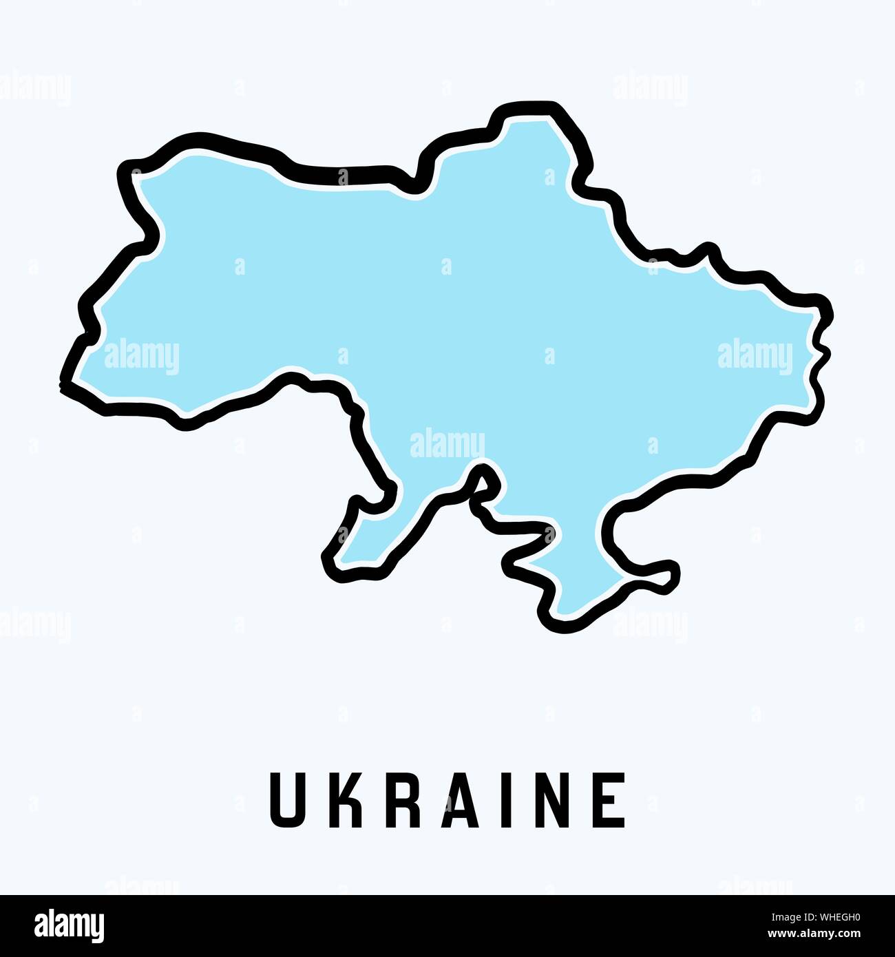 Ukraine Karte outline-glatten vereinfachte Land formen Karte Vektor. Stock Vektor