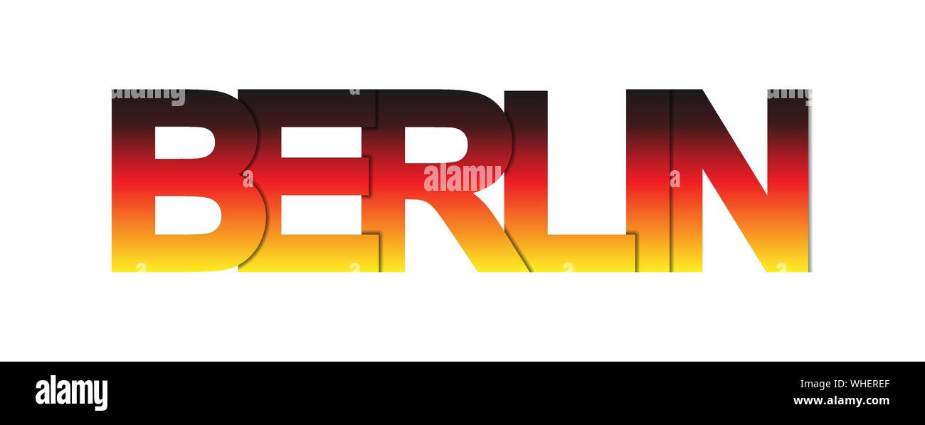 BERLIN. Das Banner mit den Namen der deutschen Hauptstadt ist in den Farben der Nationalflagge bemalt. Stock Vektor