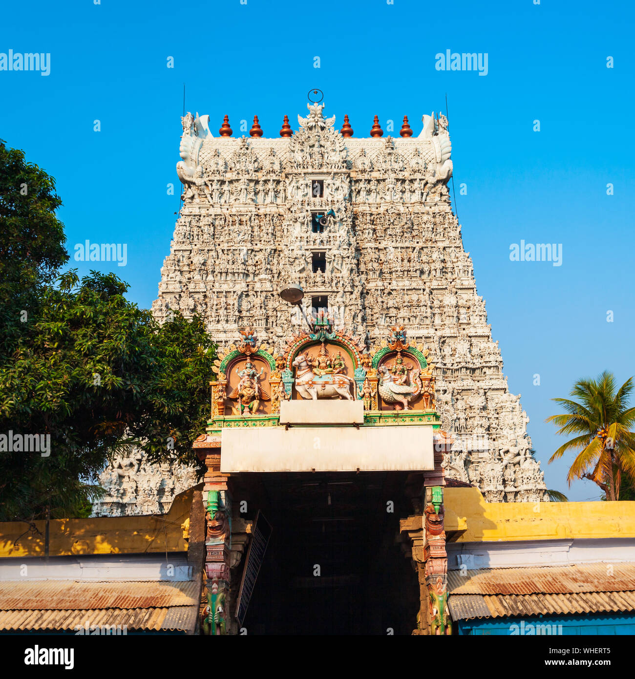 Thanumalayan oder Sthanumalayan Tempel ist eine wichtige Hindutempel in Suchindram in der Nähe von Kanyakumari in Tamil Nadu, Indien Stockfoto