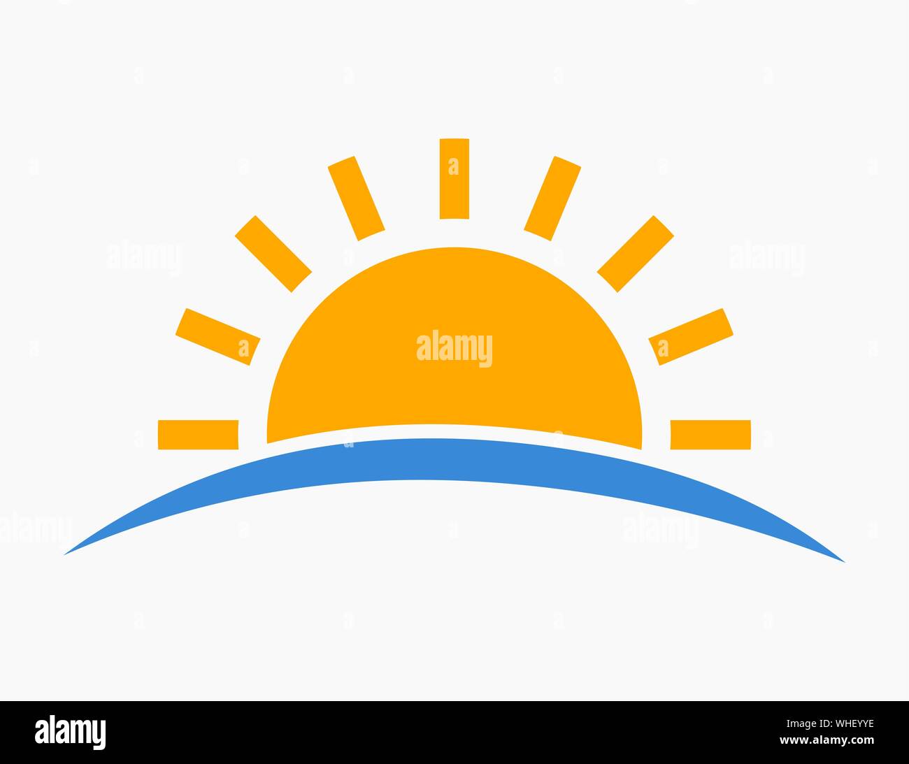Sonnenuntergang über Meer Symbol. Vector Illustration. Stock Vektor