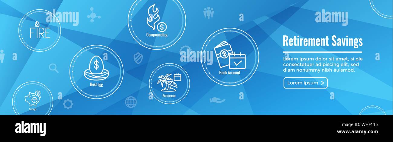 Altersvorsorge Icon Set sowie Web Header Banner Stock Vektor Altersvorsorge Icon Set sowie Web Header Banner Stock Vektor