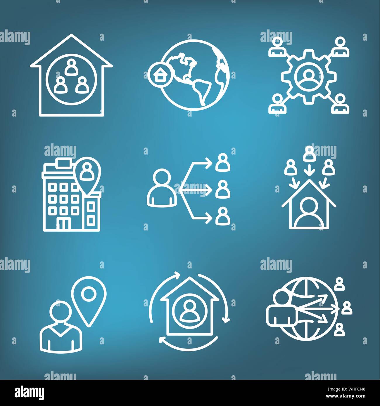 Inhouse Outsource Icon Set und Web Header Banner Stock Vektor
