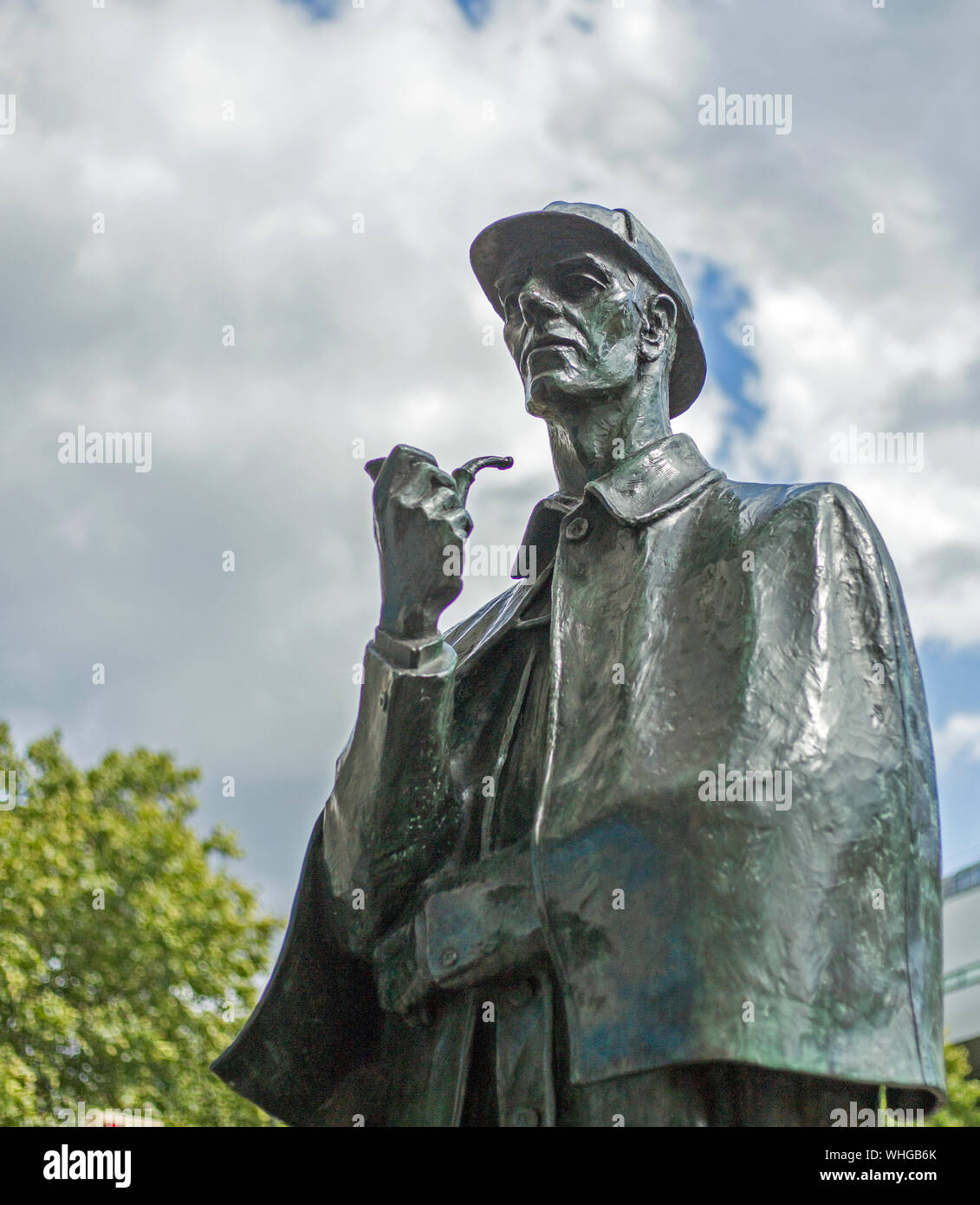 Eine Statue von Detektiv Sherlock Holmes in der Baker Street, London, England Stockfoto