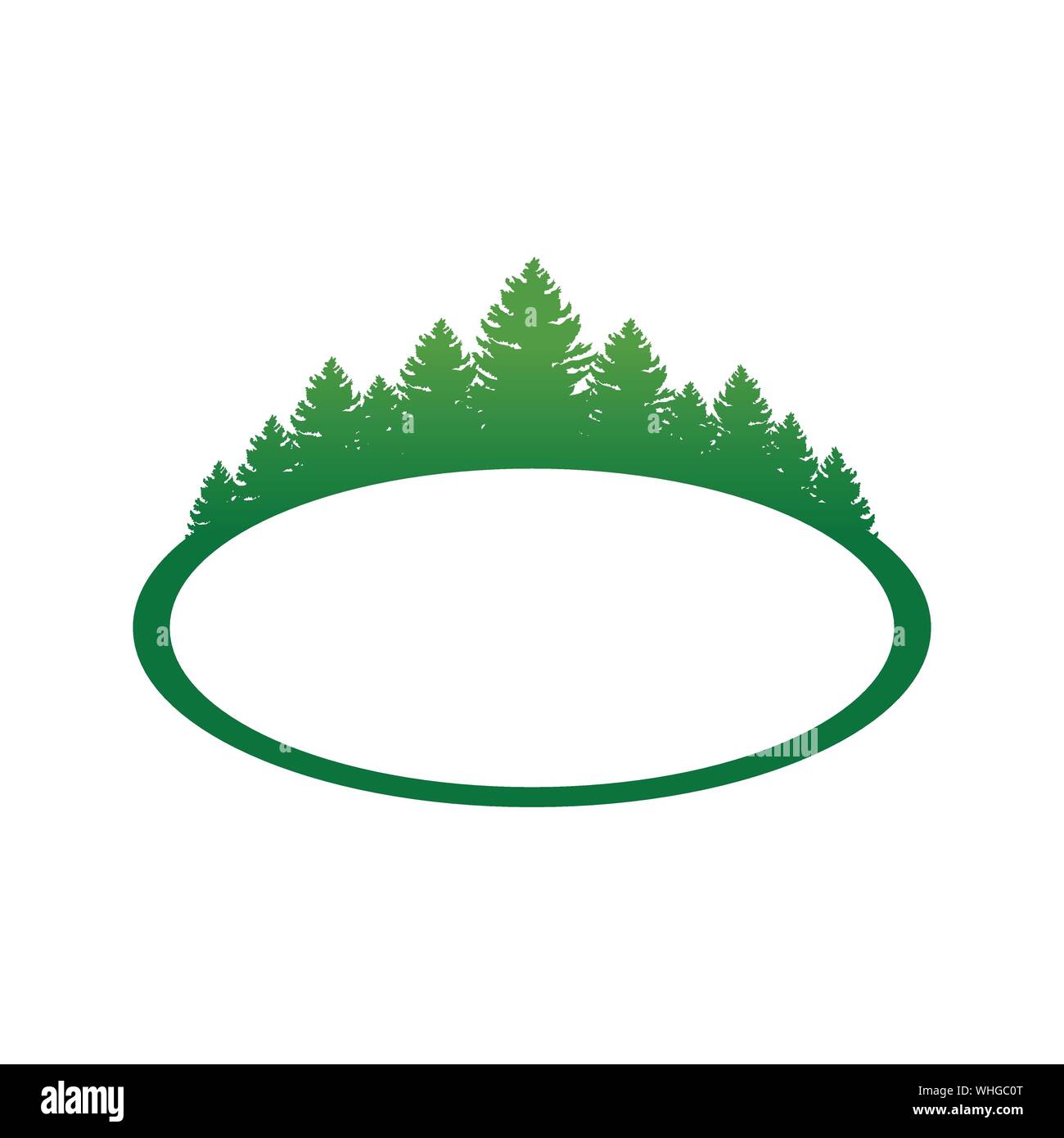 Grüne wald landschaft Ovale Form Vektor Symbol Grafik Logo Design Template Stock Vektor