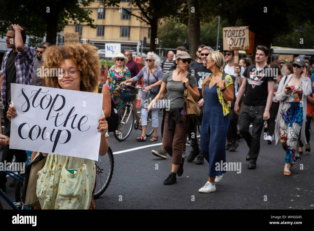 Anti coup Demonstranten in Brighton Stockfoto