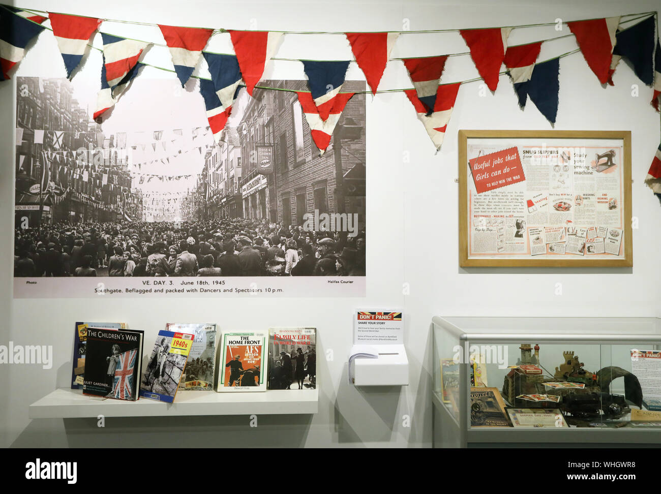 WW2 Ausstellung in Bankfield Museum, in Halifax, Calderdale, West Yorkshire, UK Stockfoto