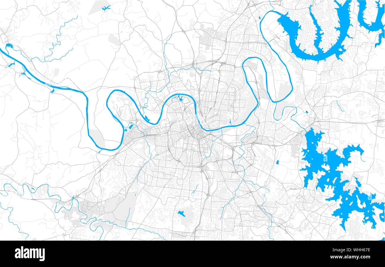 Reich detaillierte Vektor Lageplan von Nashville, Tennessee, USA. Karte Vorlage für Wohnkultur. Stock Vektor