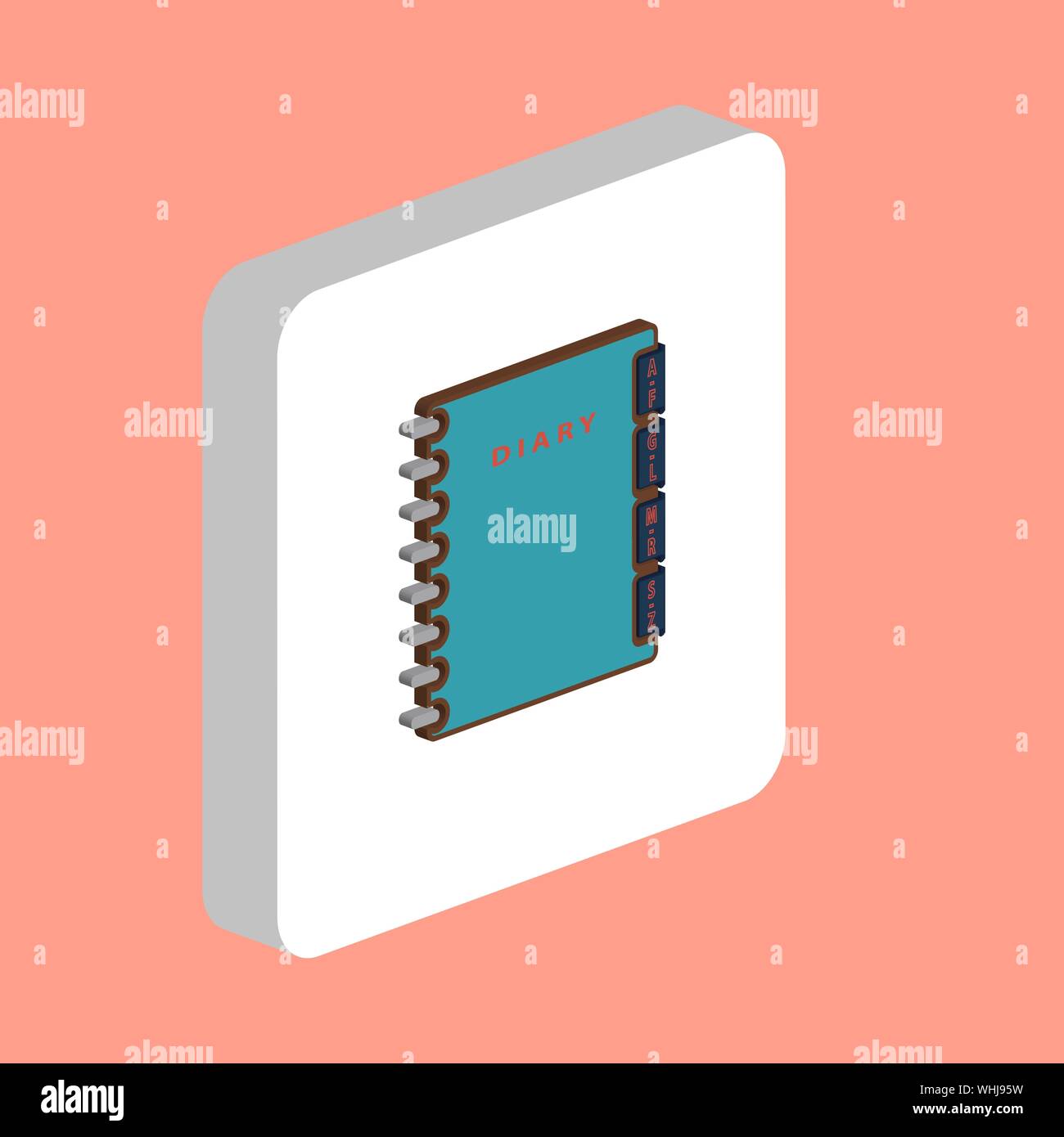 Notebook, Tagebuch einfachen Vektor icon. Abbildung: Symbol Design Template für web mobile UI-Element. Perfekte Farbe isometrische 3D-Piktogramm auf weißem Quadrat Stock Vektor