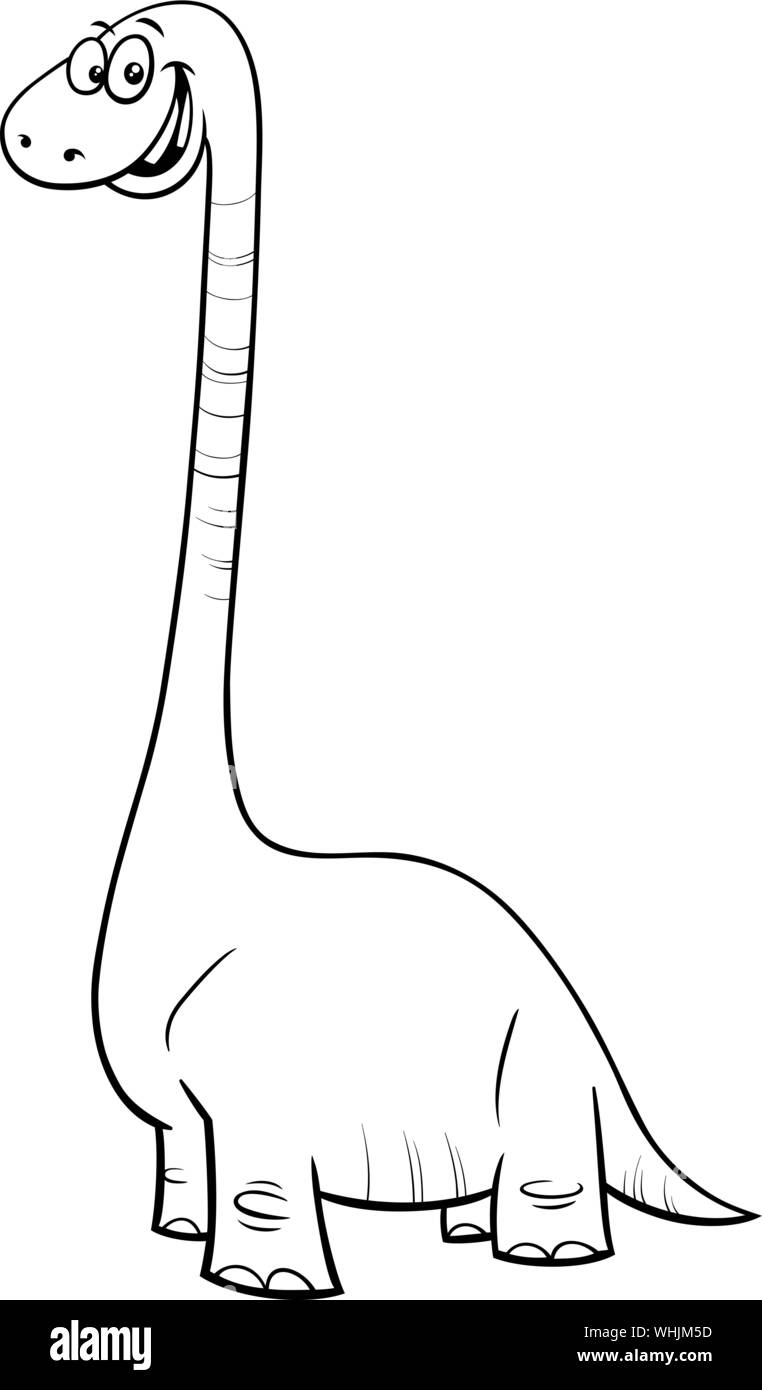 Schwarze und Weiße Cartoon Illustration der Dinosaurier prähistorischen Reptilien Comic Tier Charakter Malbuch Stock Vektor