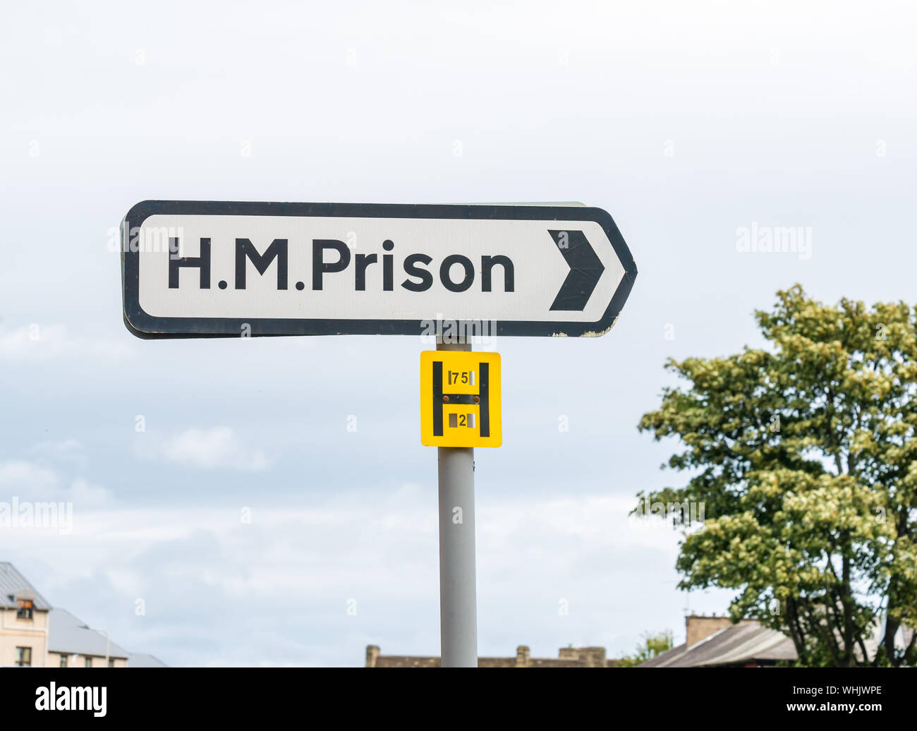 HMP Gefängnis Wegweiser Richtung, Edinburgh, Schottland, Großbritannien Stockfoto
