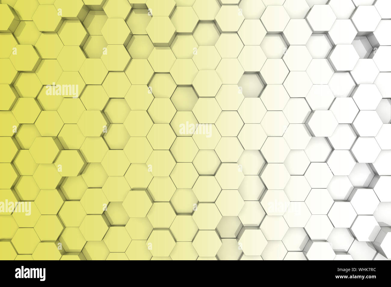 Gelbe sechseckige Hintergrund. 3D-Hintergrund Stockfoto