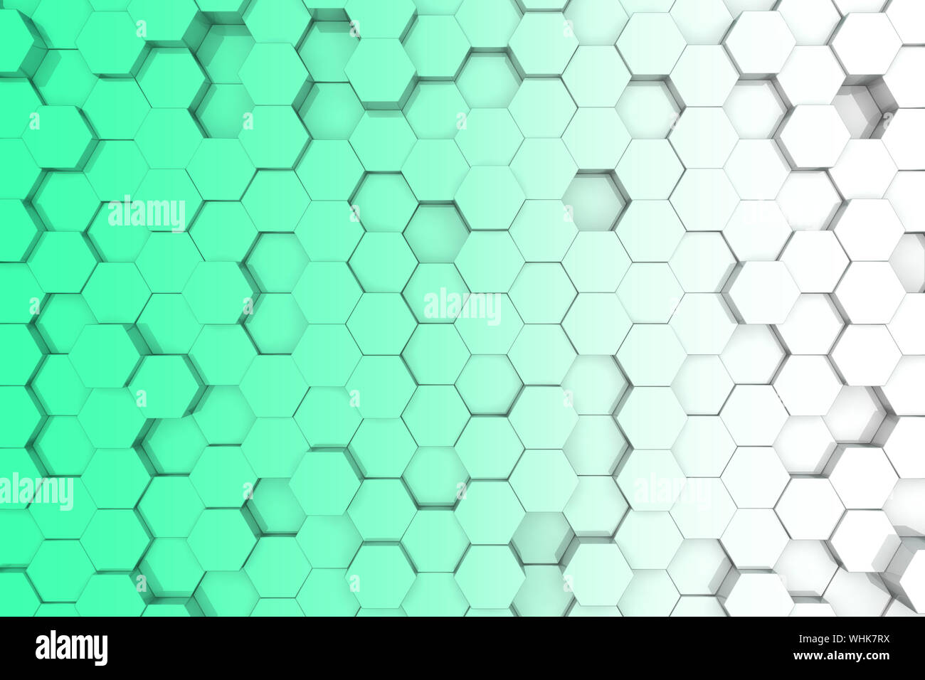 Grüne sechseckige Hintergrund. 3D-Hintergrund Stockfoto
