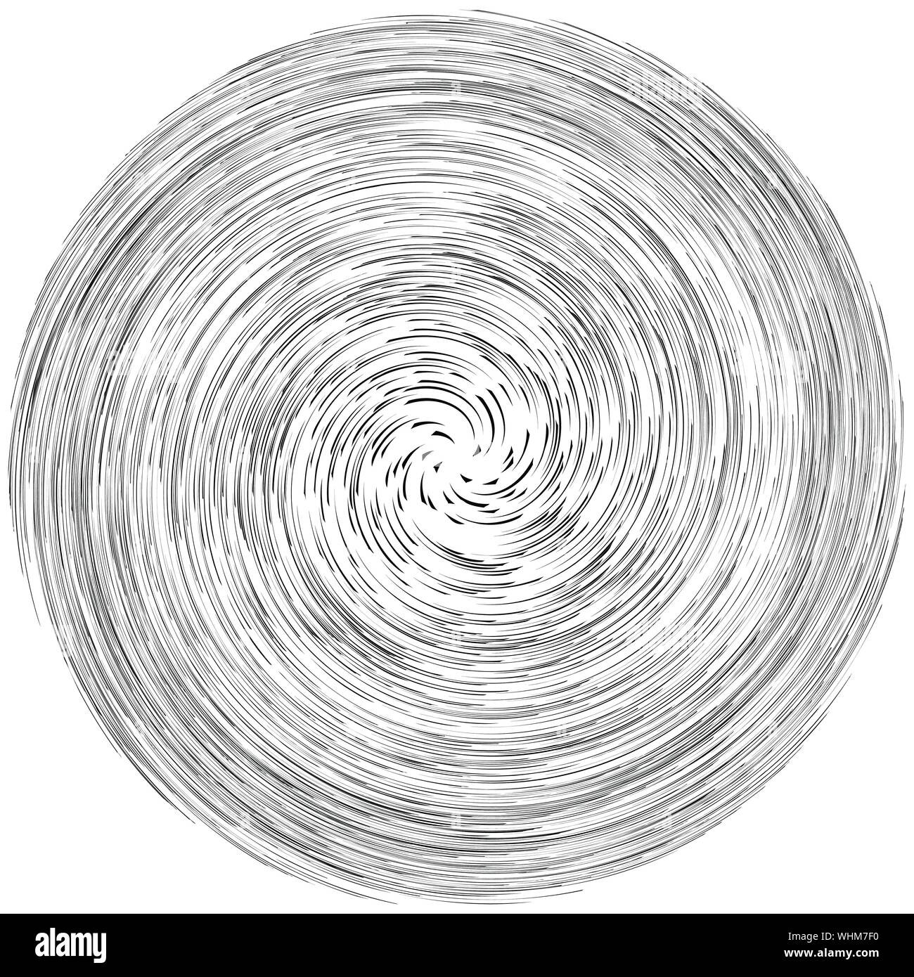 Detaillierte twirl, Spirale Element. Whirlpool, whirligig Wirkung. Runde, sich drehende burst Linien. Whirl radiale Design. Spule, Twirl abstrakte Form Stock Vektor