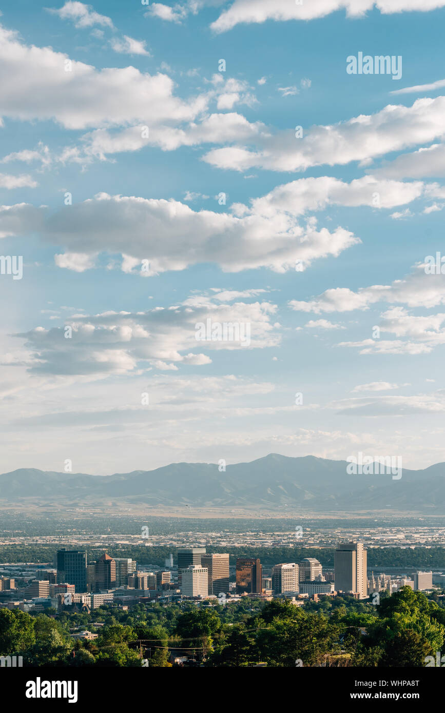 Blick auf die Skyline der Innenstadt von Salt Lake City, Utah Stockfoto