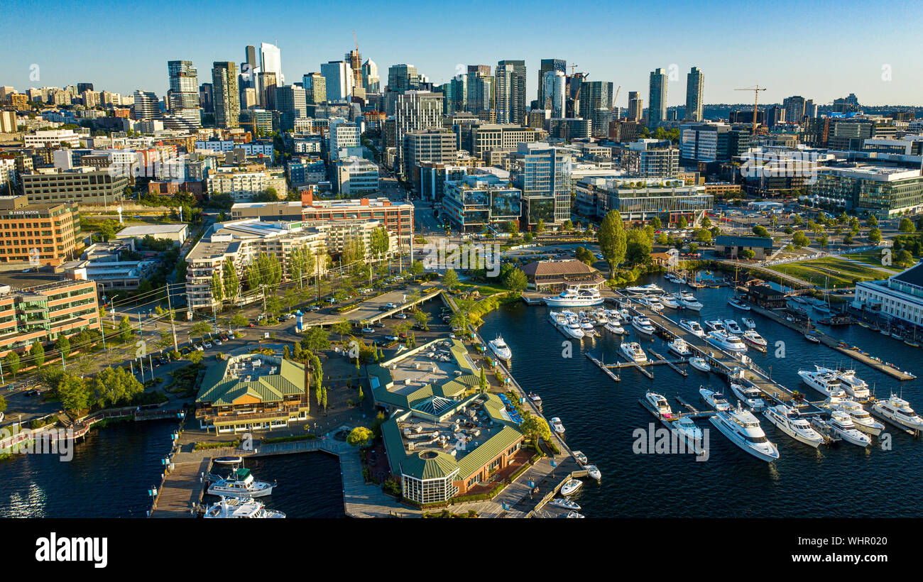 Luftaufnahmen der Seattle Skyline Stockfoto