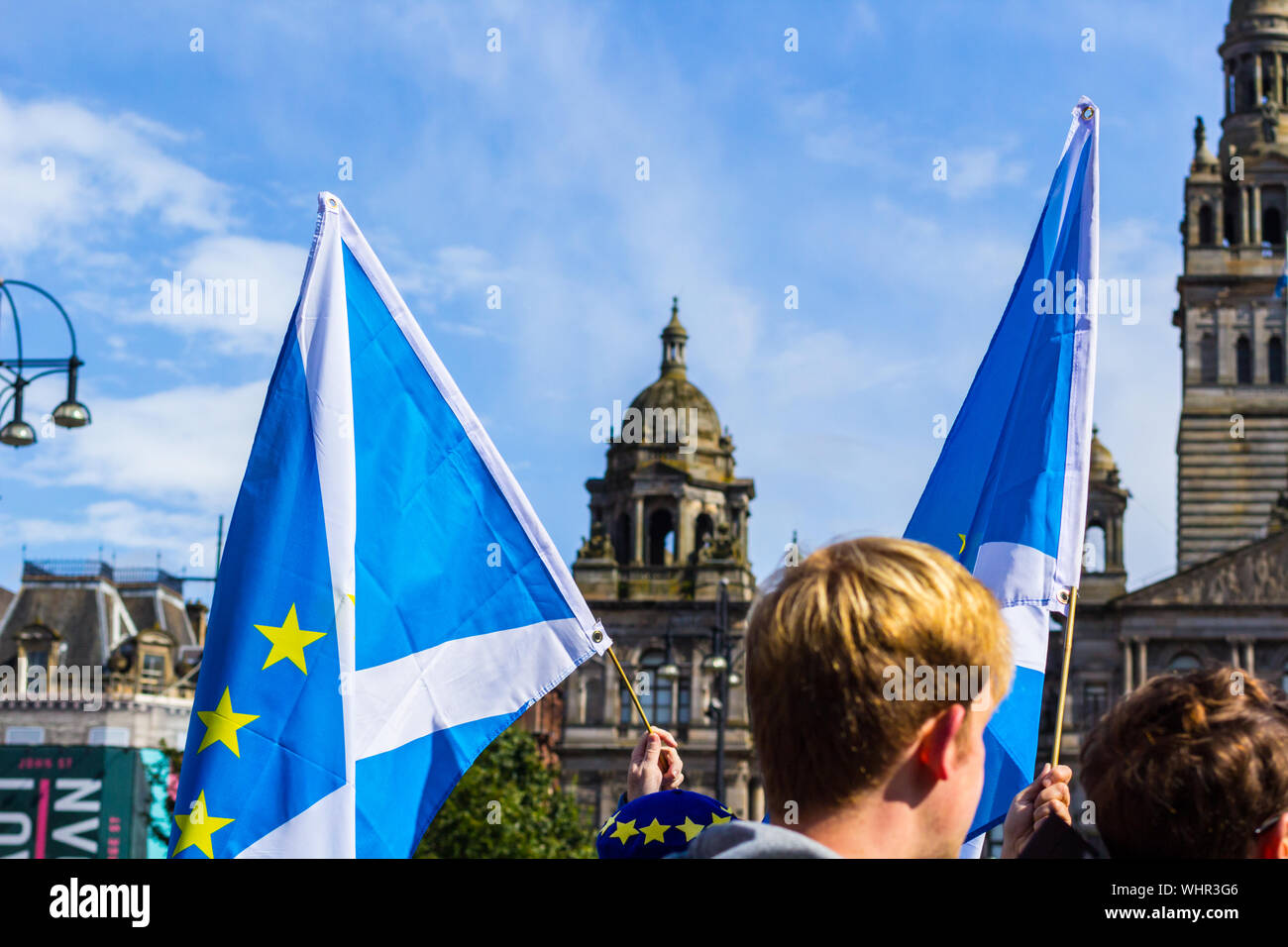 Glasgow, Schottland, August, 31, 2019. Top der Putsch": Proteste in Glasgow, George Square Stockfoto